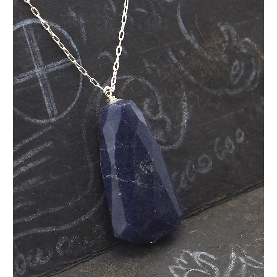 Natural Blue Aventurine Necklace On Sterling Silver Chain With Sterling Silver Trigger Clasp - Image 2