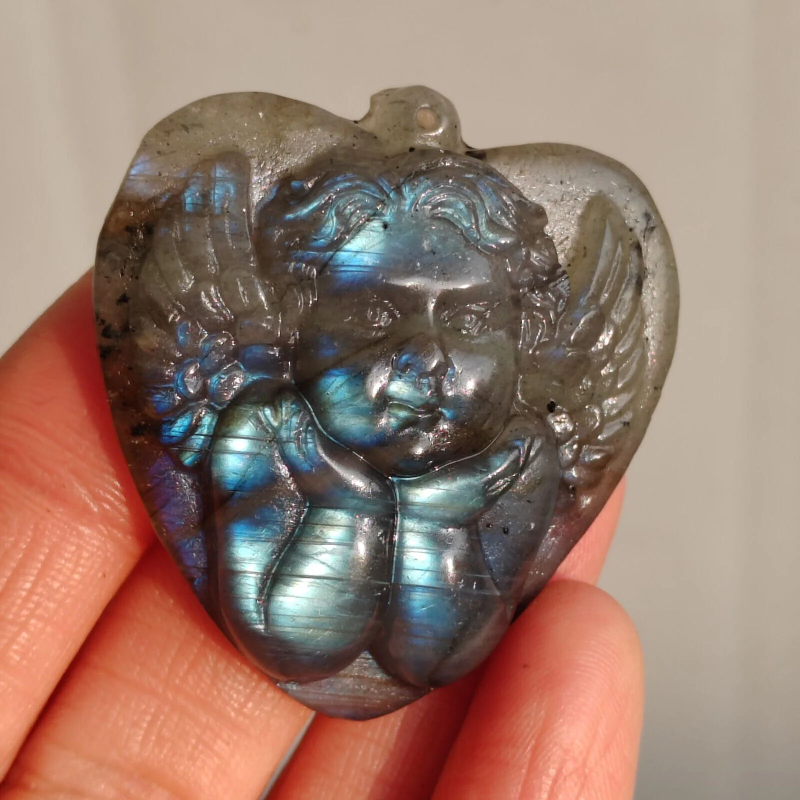 Natural Crystal Labradorite Handmade Sculpture Angel - Image 2