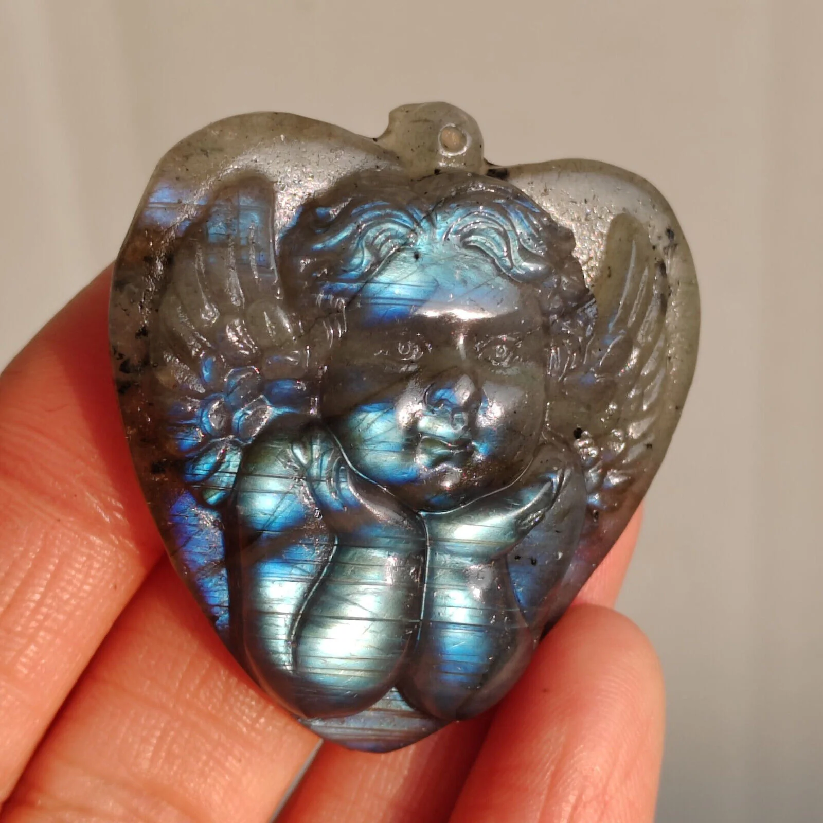 Natural Crystal Labradorite Handmade Sculpture Angel - Image 5