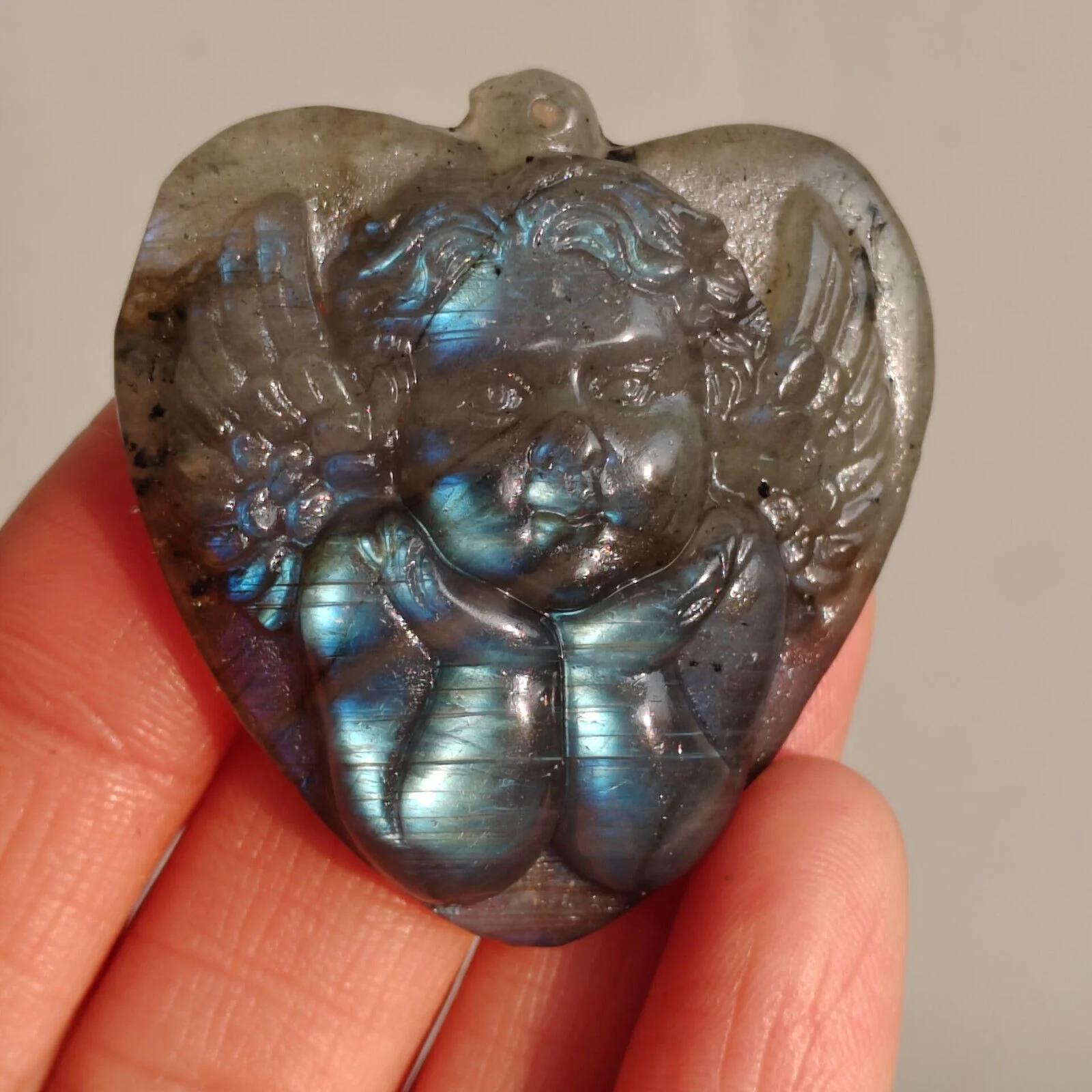 Natural Crystal Labradorite Handmade Sculpture Angel - Image 6