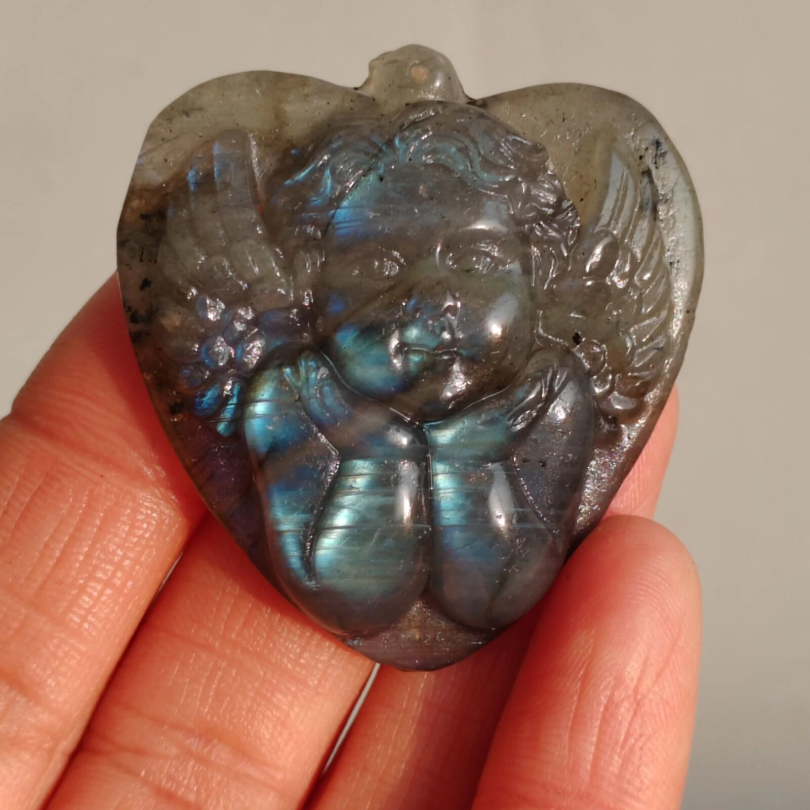 Natural Crystal Labradorite Handmade Sculpture Angel - Image 8