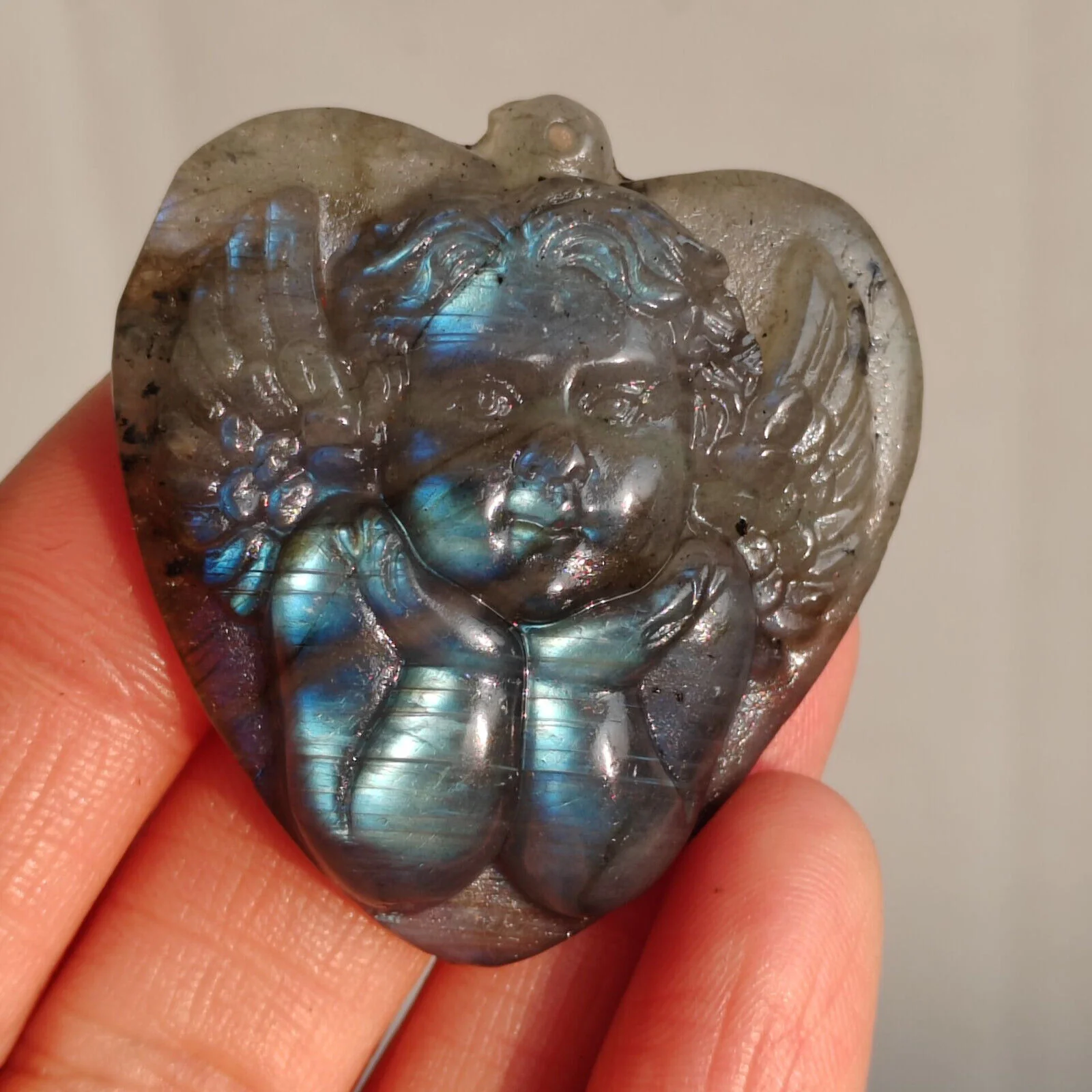 Natural Crystal Labradorite Handmade Sculpture Angel - Image 9