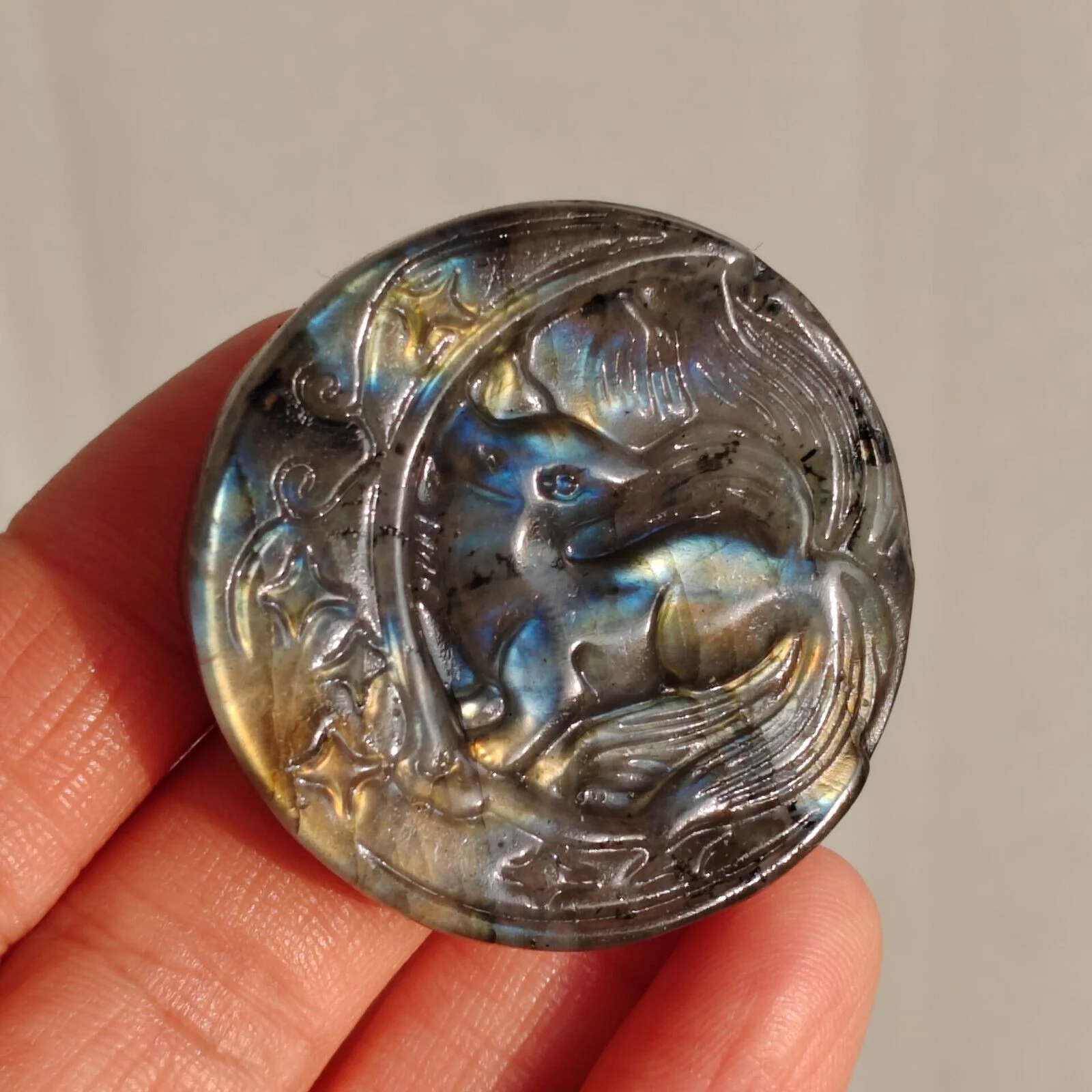 Natural Crystal Labradorite Handmade Sculpture Fox - Image 2
