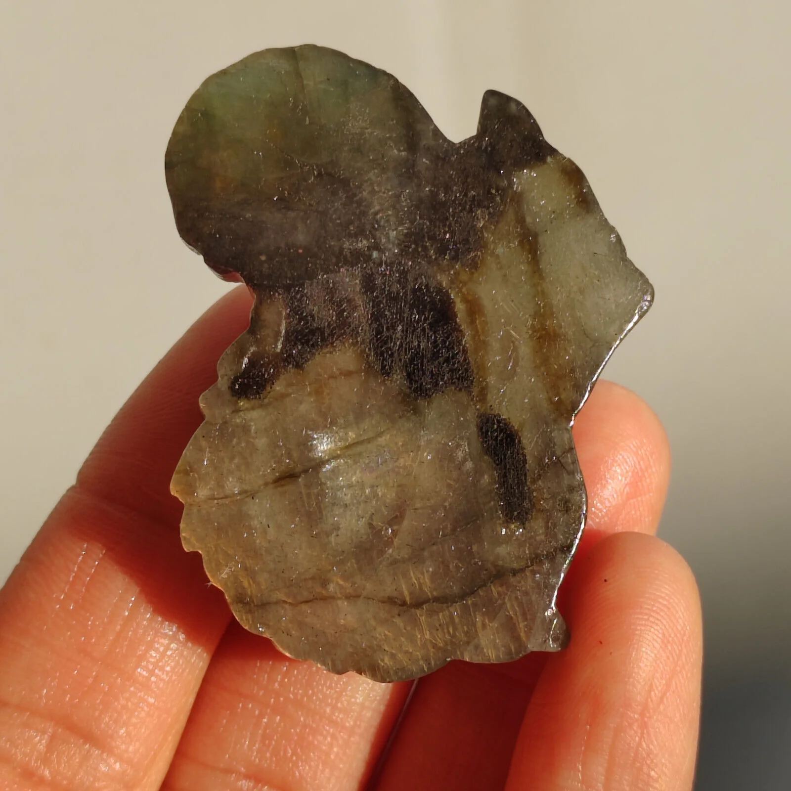 Natural Crystal Labradorite Mineral Raw Stone Hand Carved Squirrel Cabochon - Image 3
