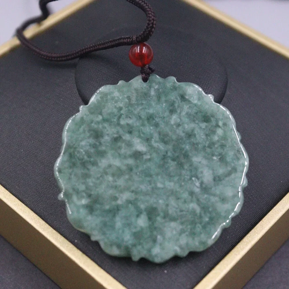 Natural Grade A Jade Green Jadeite Phoenix Round Pendant - Image 4