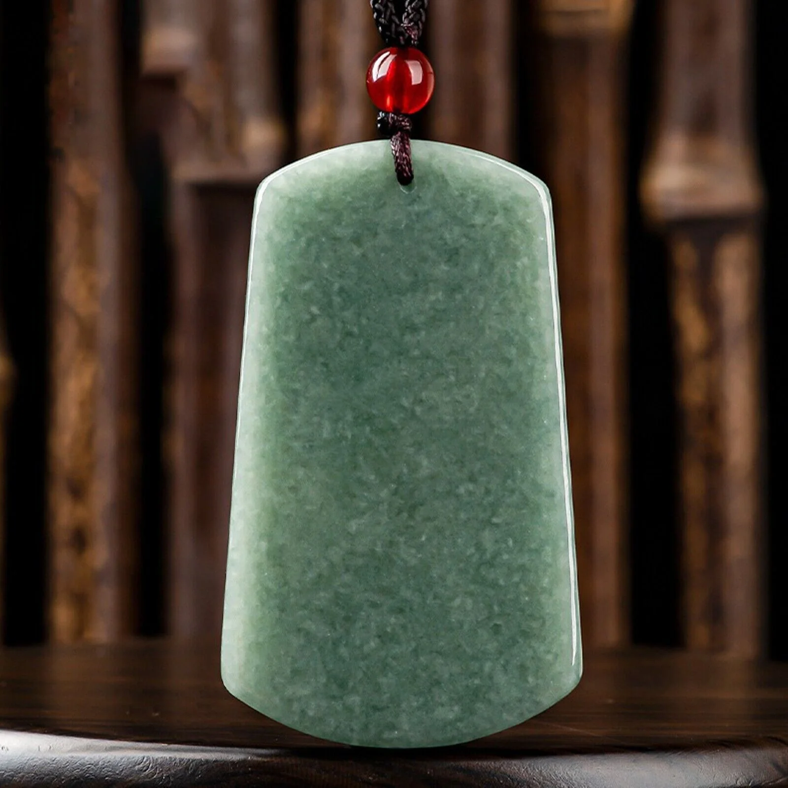 Natural Grade A Jade Jadeite Dragon Buddha Square Pendant #37-1226 - Image 5