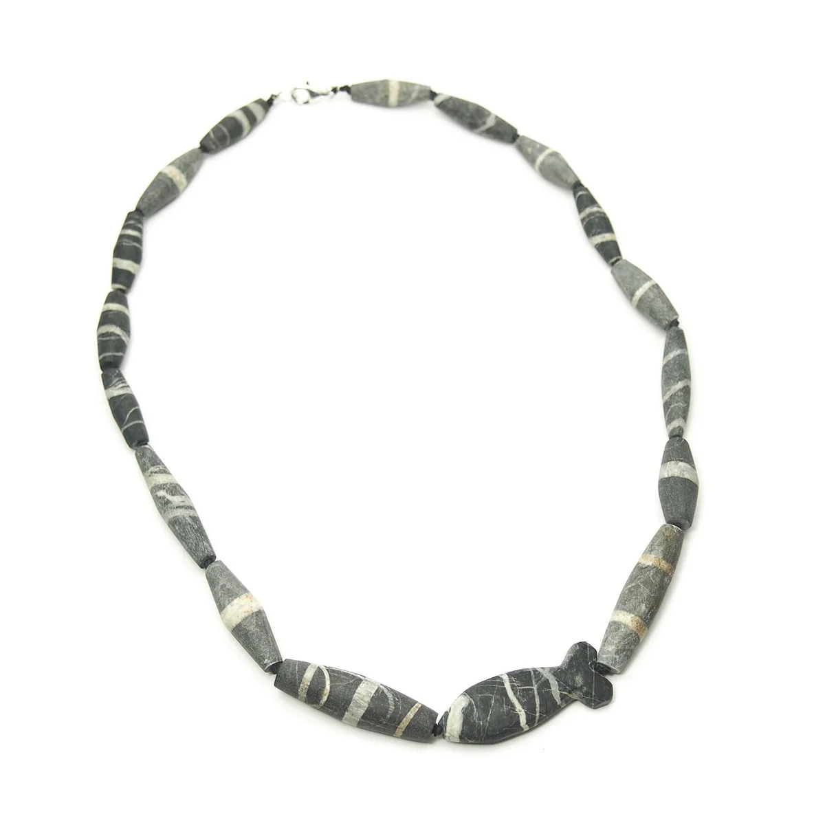 Natural Marble Dzi Style Bead Necklace, A - Image 3