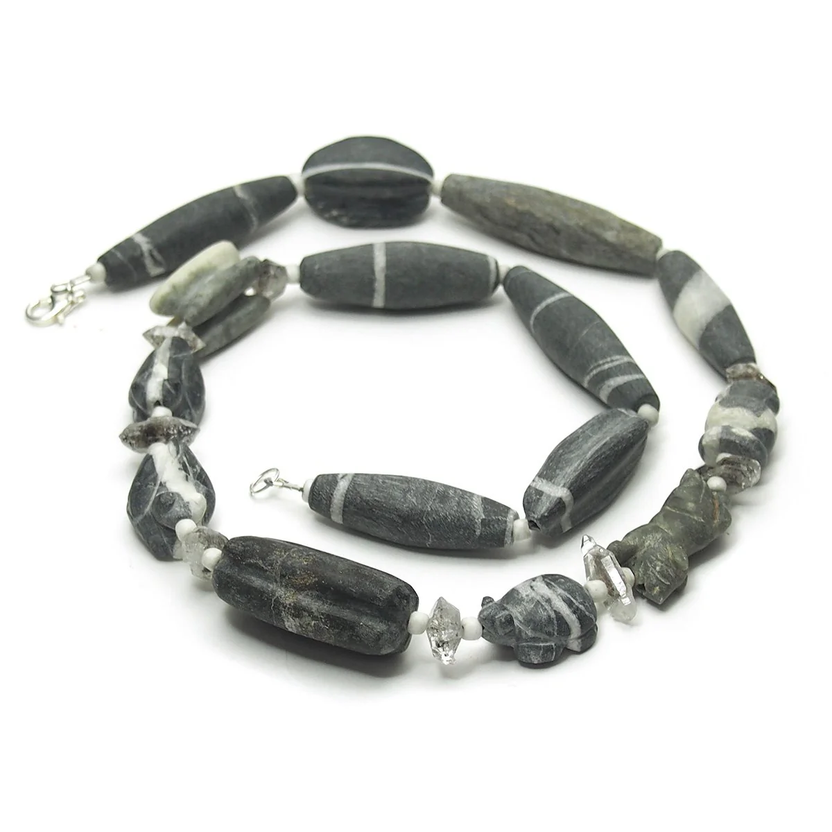 Natural Marble Dzi Style Bead Necklace, C - Image 4