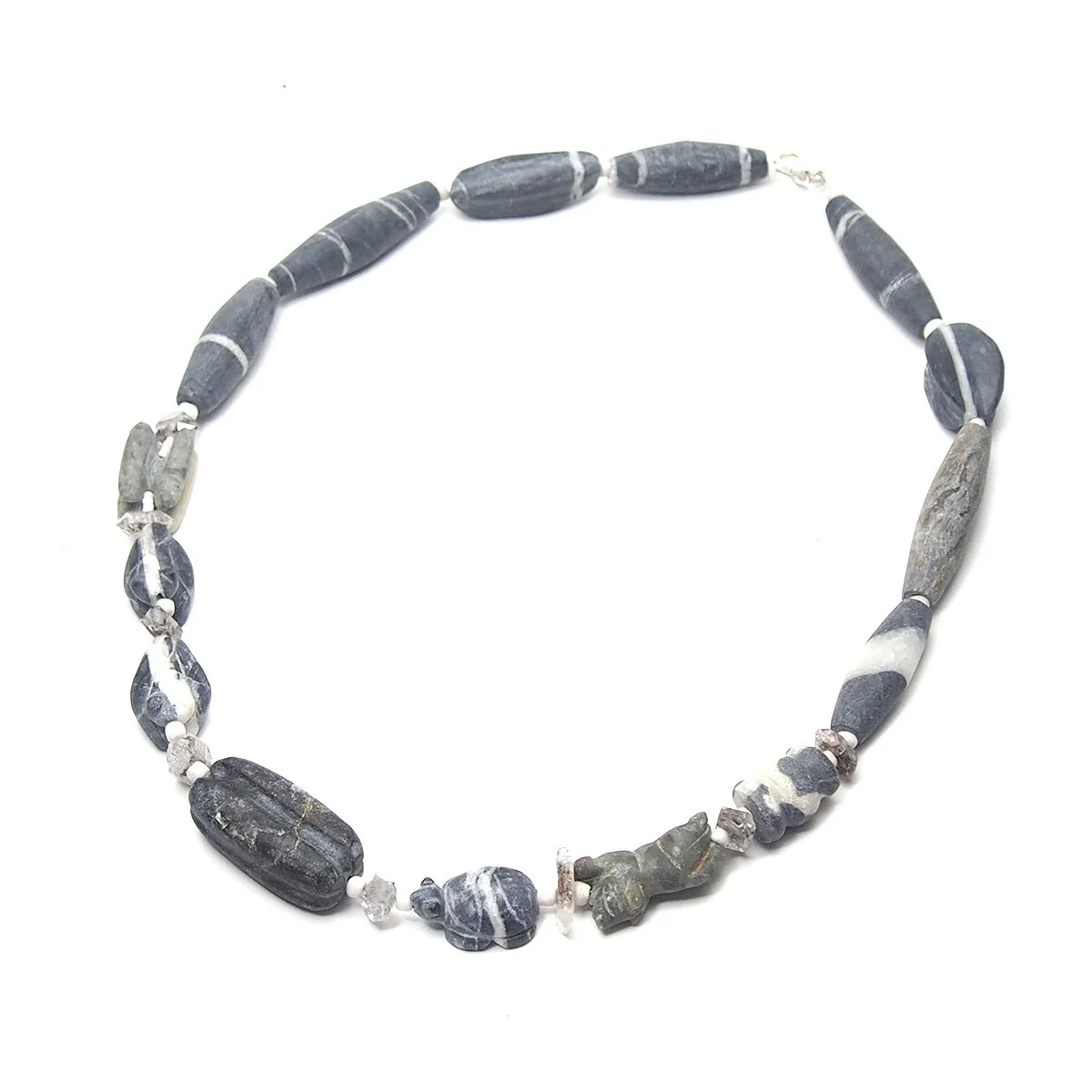 Natural Marble Dzi Style Bead Necklace, C - Image 5