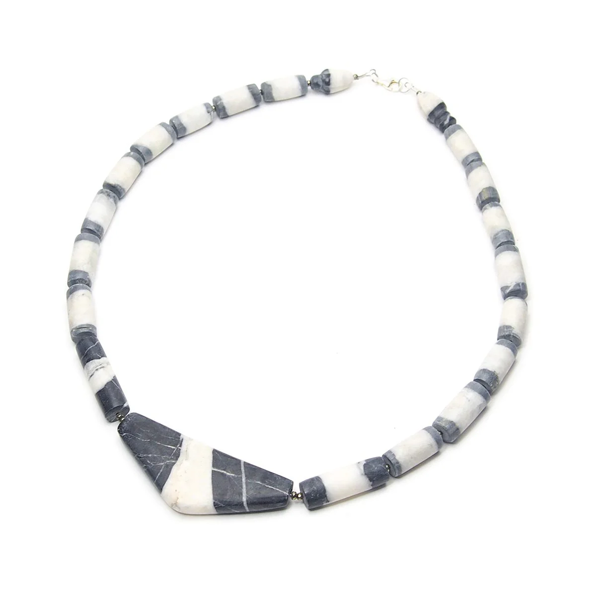 Natural Marble Dzi Style Bead Necklace, E - Image 2