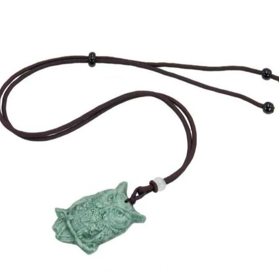 Natural Real Jade Owl Pendant Necklace Amulet - Image 4