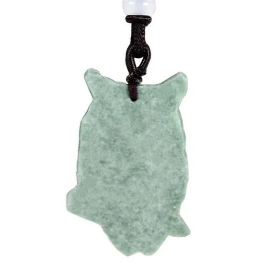 Natural Real Jade Owl Pendant Necklace Amulet - Image 5