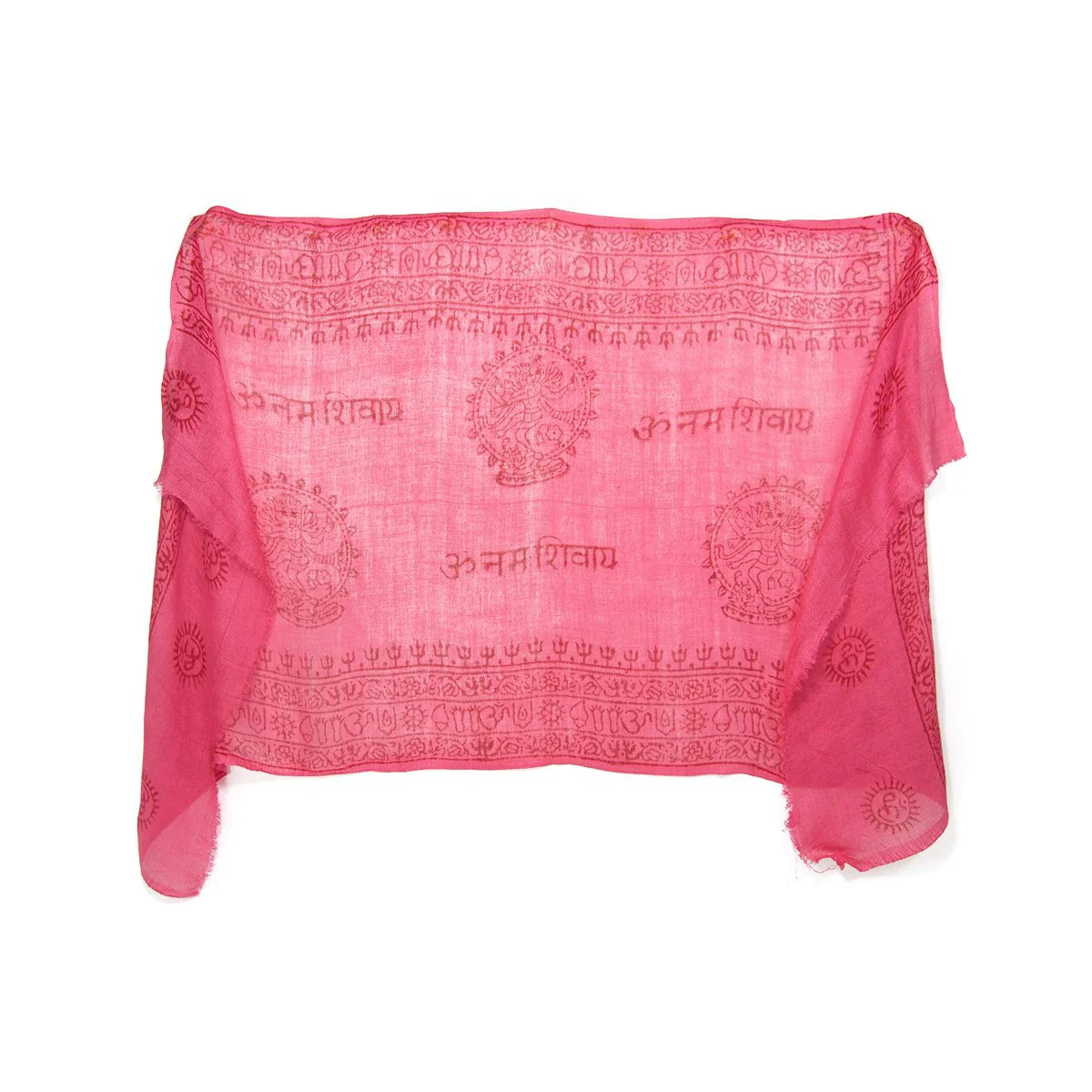 Dancing Shiva Printed Cotton Scarf, Dark Pink - Image 2