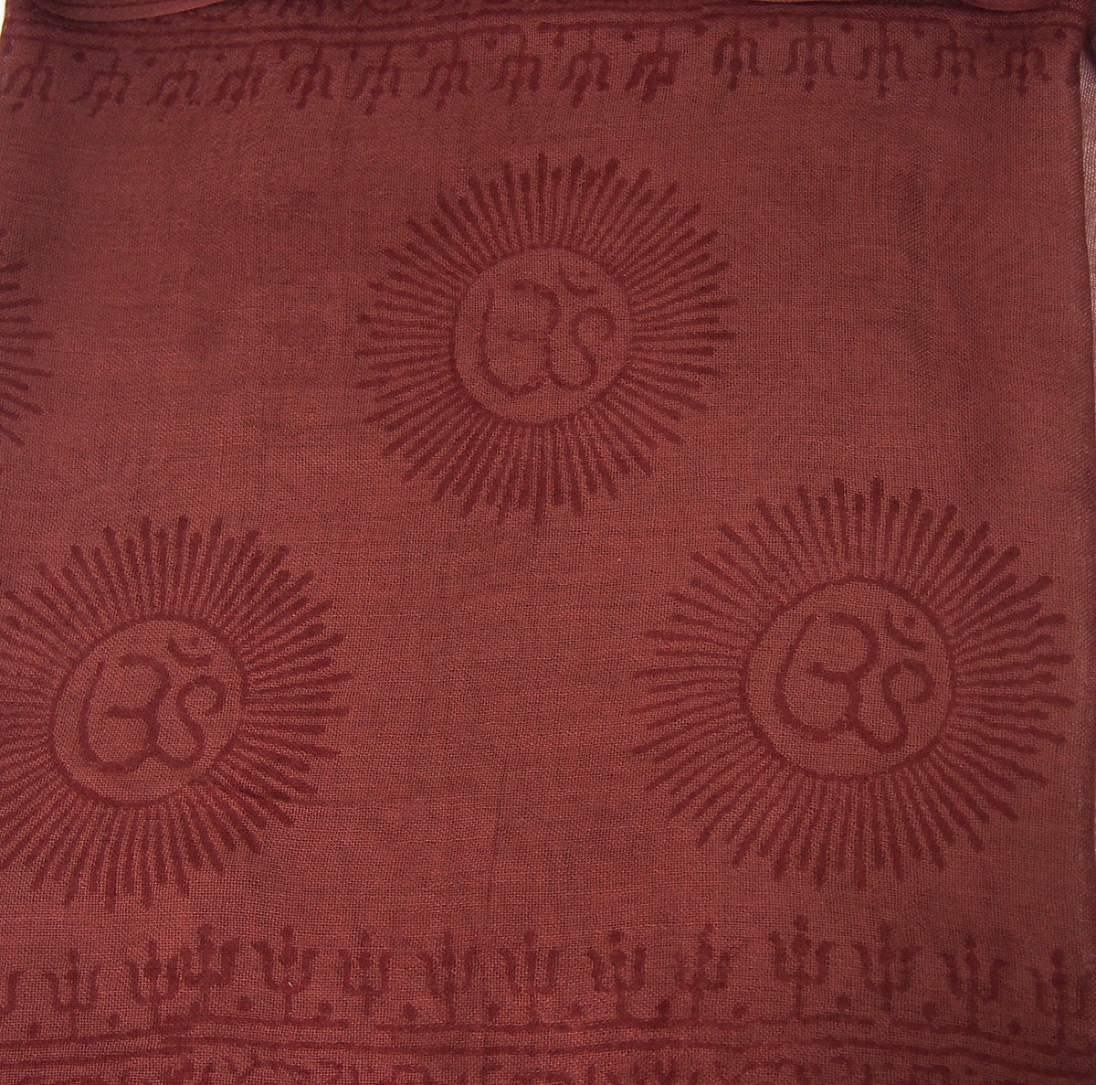 Om Printed Cotton Scarf, Brown - Image 2