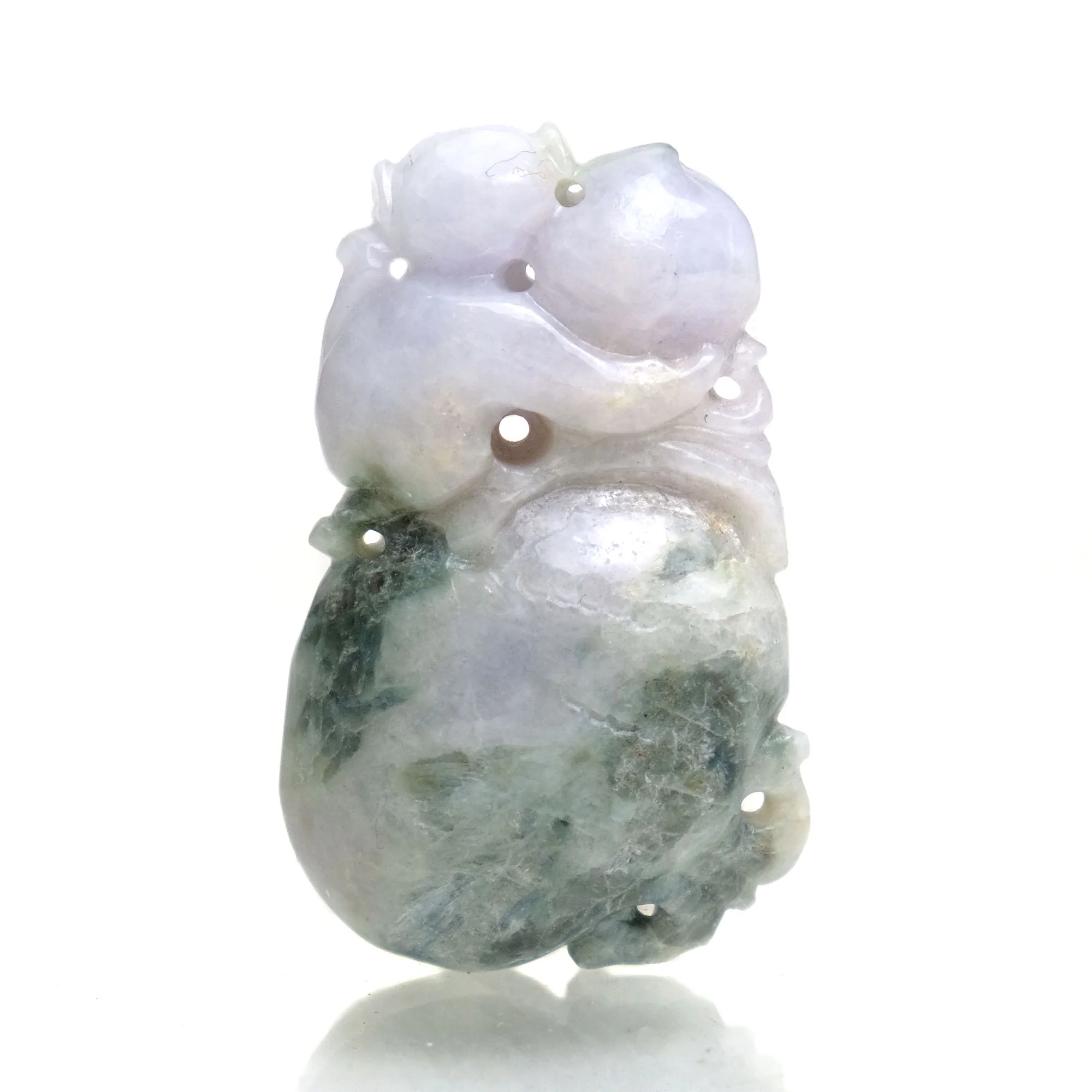 Jade Good Natured Monkey Holding the Peach of Longevity Nephrite Pendant - Image 3