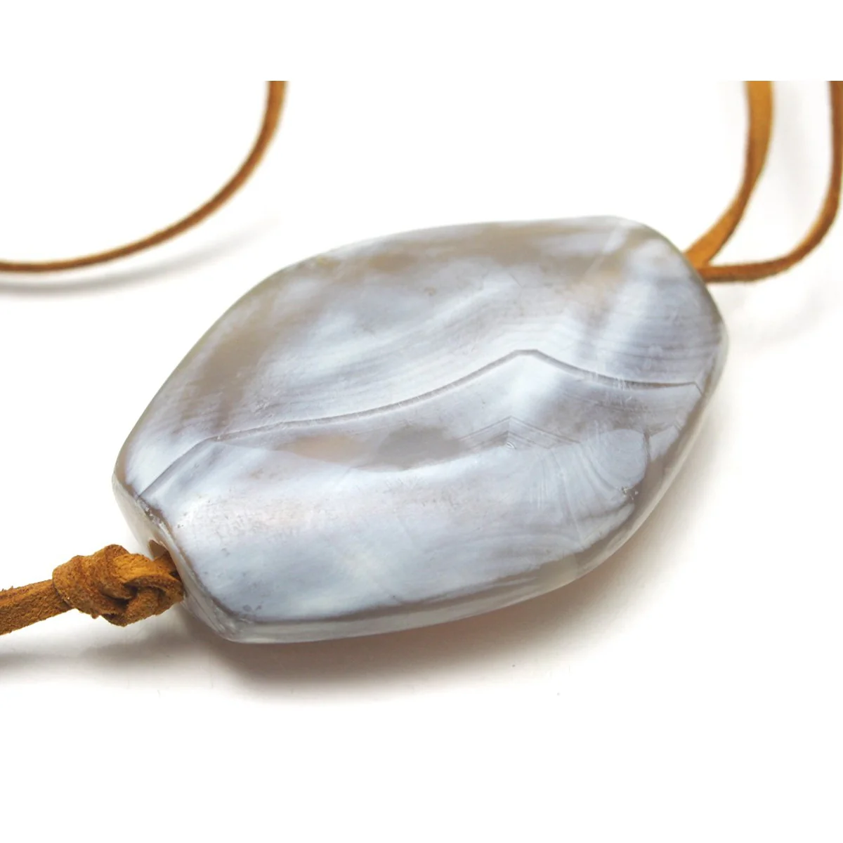 Agate Heirloom Bead XL From Afghanistan Grey Diamond Shape - Image 2