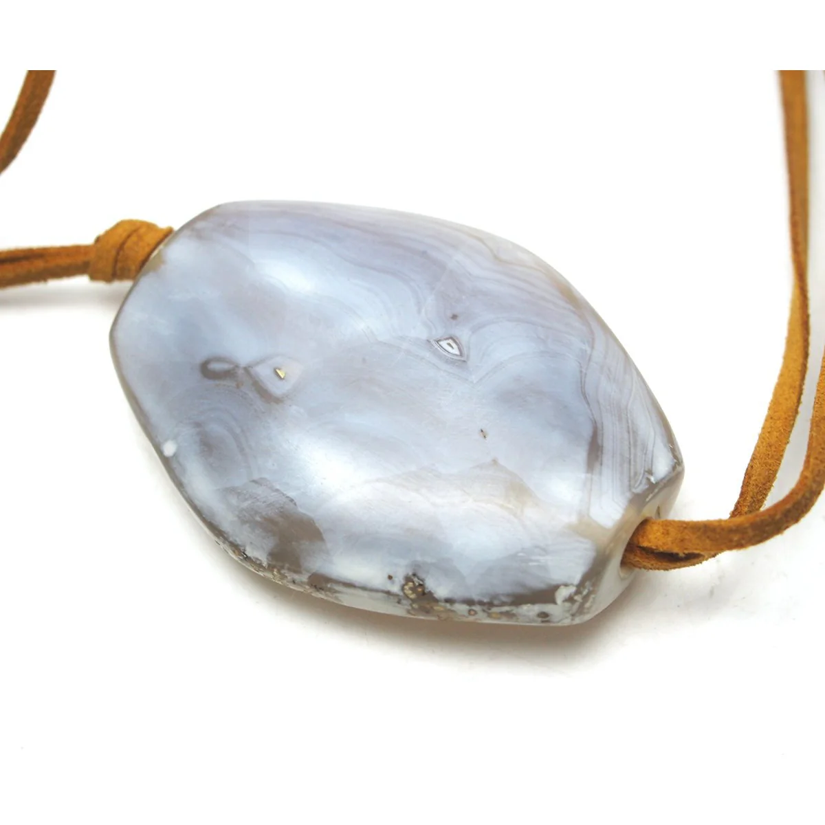 Agate Heirloom Bead XL From Afghanistan Grey Diamond Shape - Image 3
