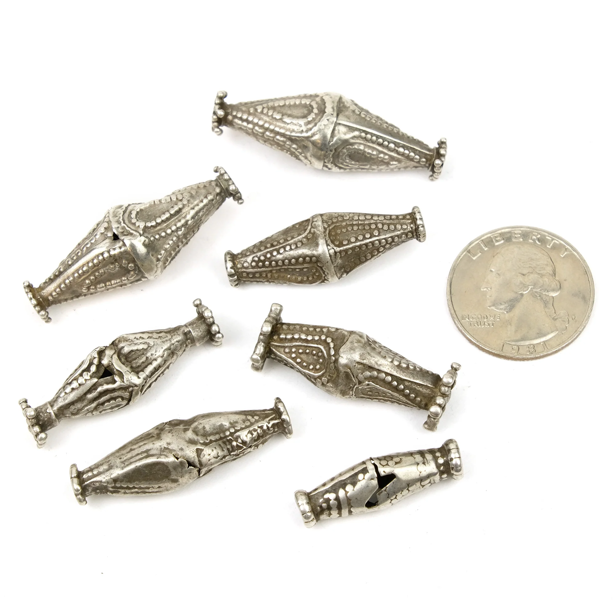 Afghan Tribal High Silver Content Heirloom Dowry Beads Small Size LOT 4 - Image 3