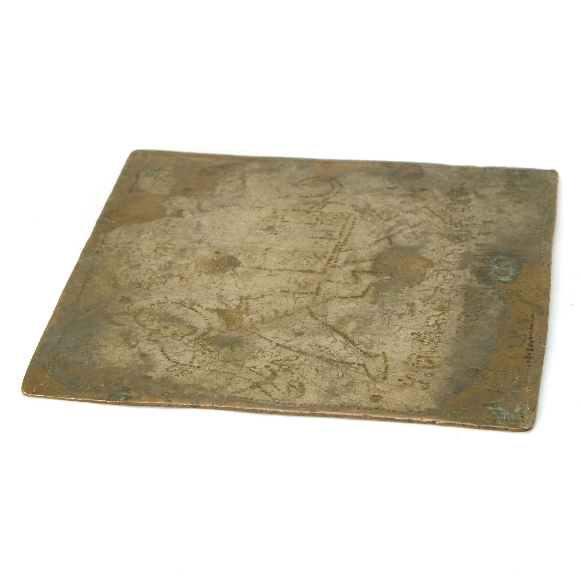 Elephant Antique Copper Sanskrit Mantra Etched Hindu Goddess Lakshmi Yantra Plaque # 7 - Image 3