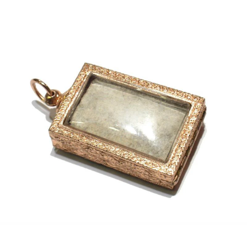 Meditating Buddha Amulet in Enameled Case with Crystals - Image 7