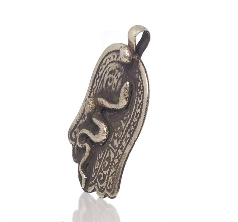 Moroccan Hamsa Pendant - 02(A) Protective Mother Serpent / Snake with Her Egg FND - Image 2
