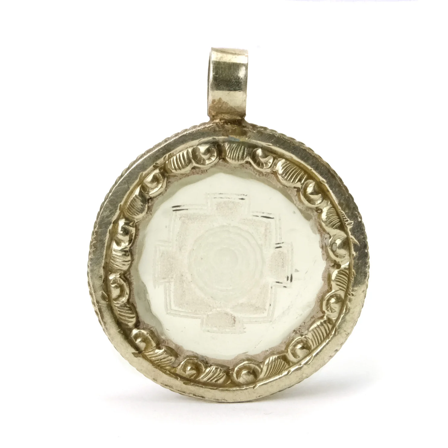 Shri Yantra Tibetan Mystical Diagram Symbol Etched in Clear Quartz # 85 - 2 - Image 3