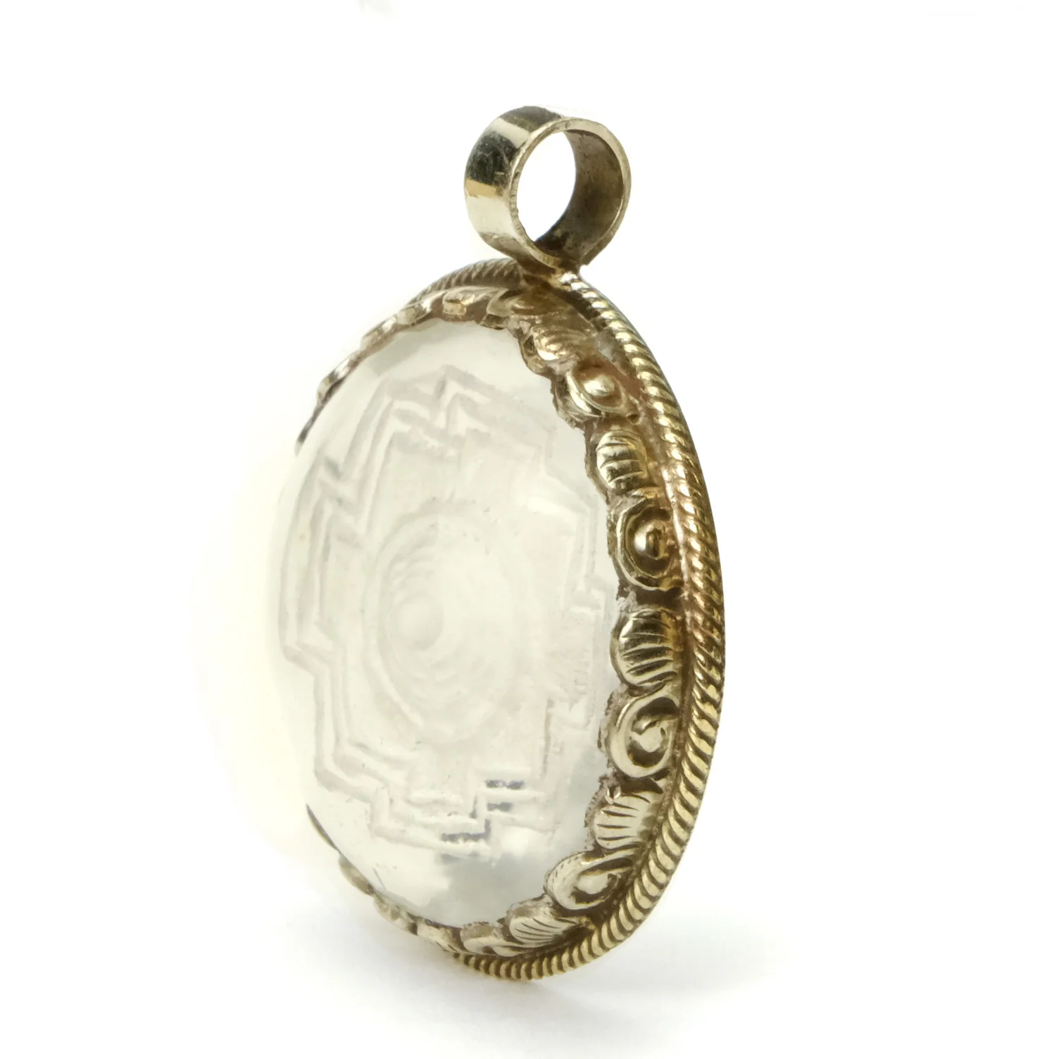 Shri Yantra Tibetan Mystical Diagram Symbol Etched in Clear Quartz # 85 - 1 - Image 2
