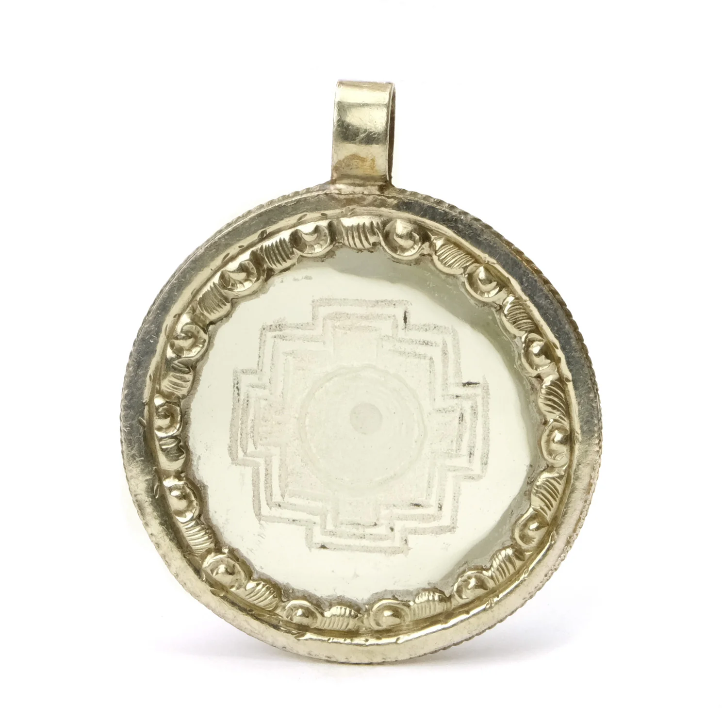 Shri Yantra Tibetan Mystical Diagram Symbol Etched in Clear Quartz # 85 - 1 - Image 3