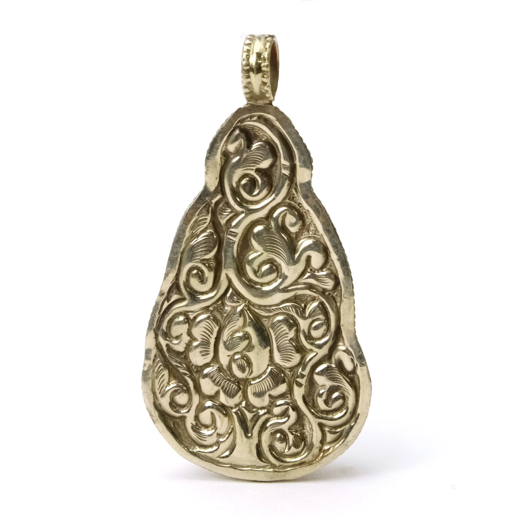 Lord Buddha Bone Pendant Defeating Evil Mudra Set in White Brass Frame - Image 3