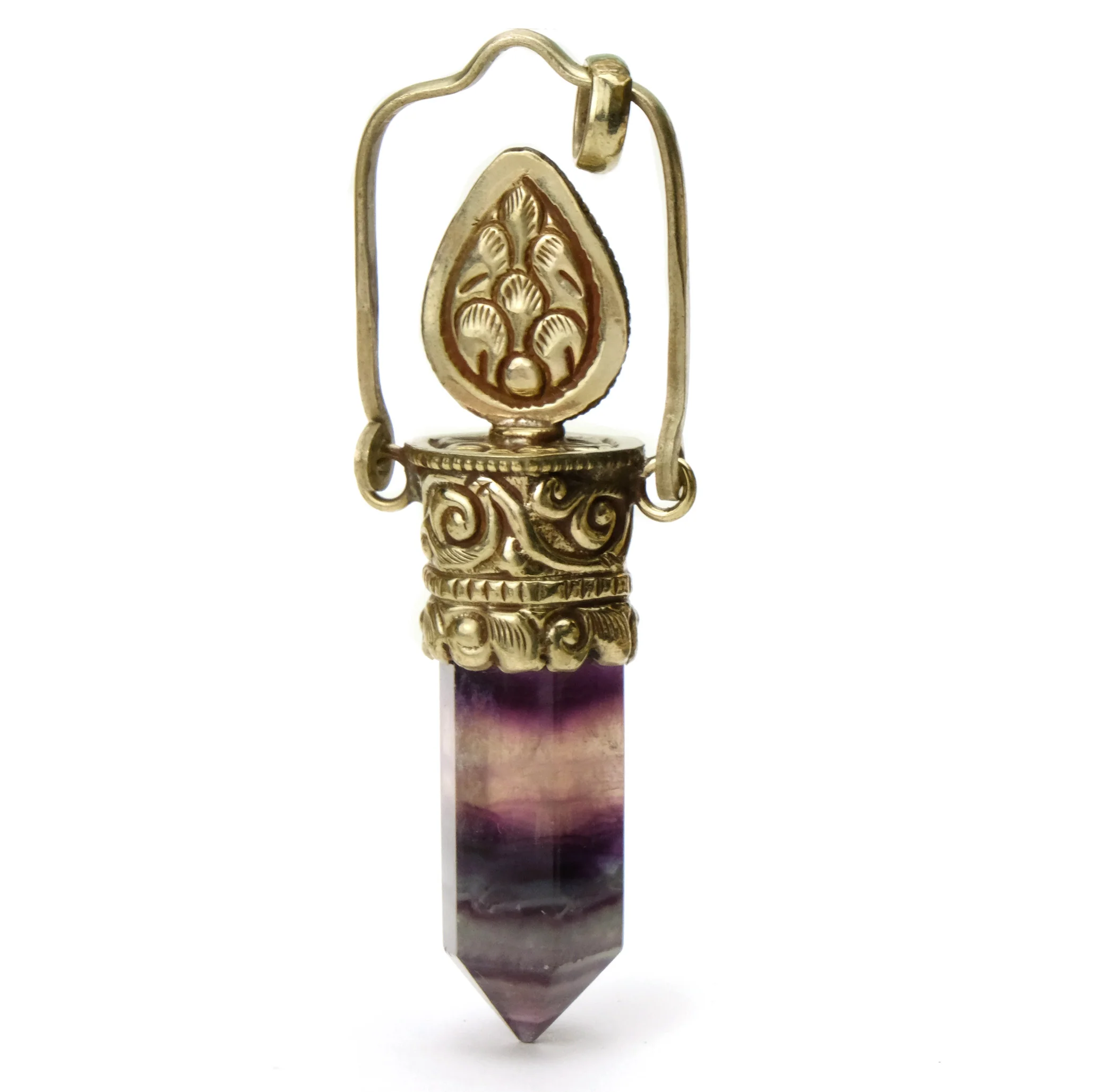 Fluorite Rainbow Obelisk Swing Pendant with Fine Abalone Cabochon # 76 -1 - Image 3