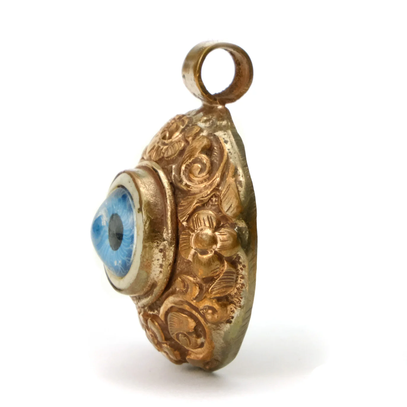 Blue Eye "Evil Eye" Set in Copper Pendant Round # 54 - 4 - Image 2