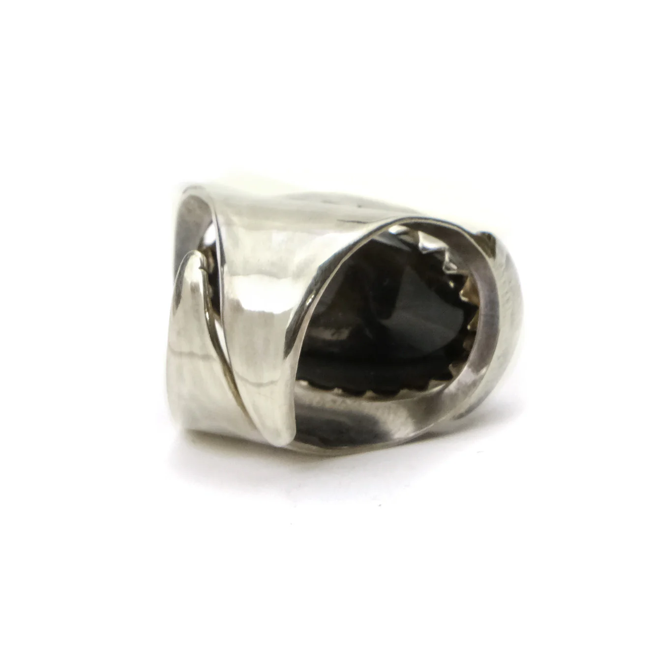 Tree of Life Sterling Silver Flipper Ring with Fine Labradorite Cabochon - Image 4