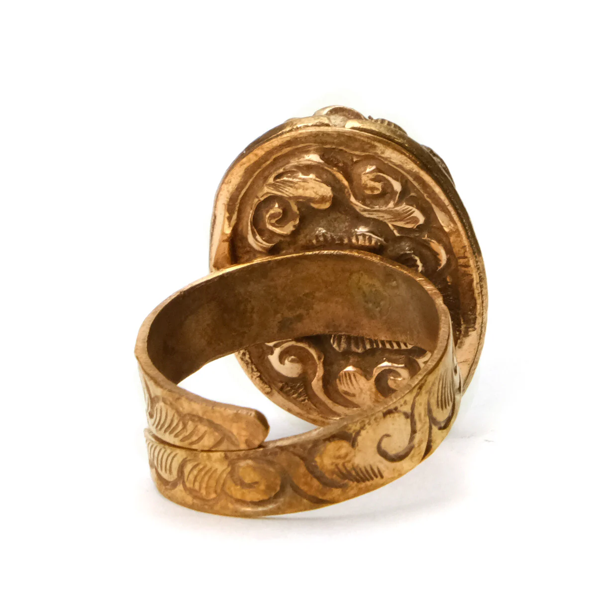 Evil Eye Mother of Pearl Adjustable Copper Ring # 35 - 2 - Image 3