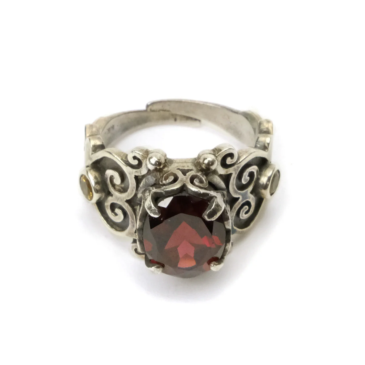 Garnet Sterling Silver Adjustable Ring - Image 3
