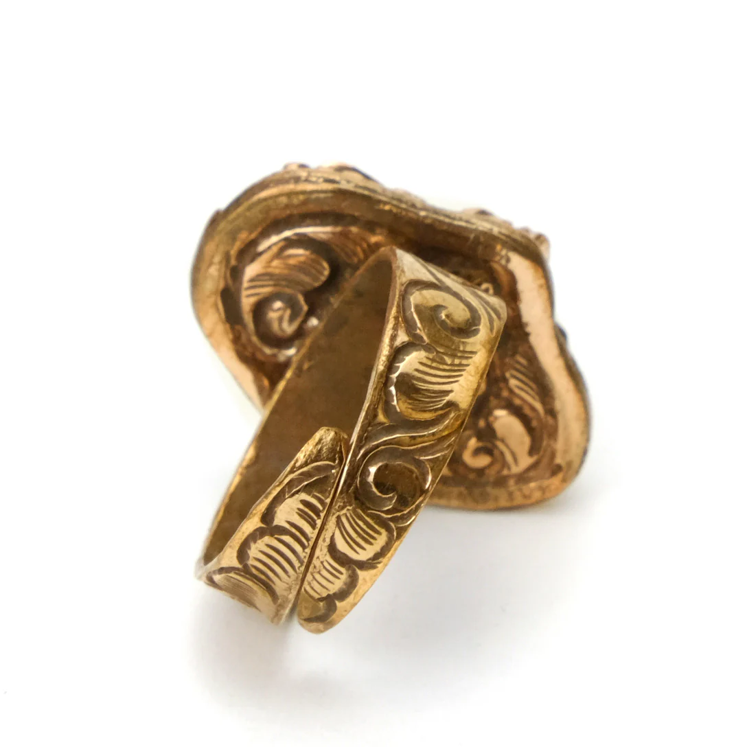 Hamsa with Evil Eye Mother of Pearl Adjustable Copper Ring # 34 - Image 3