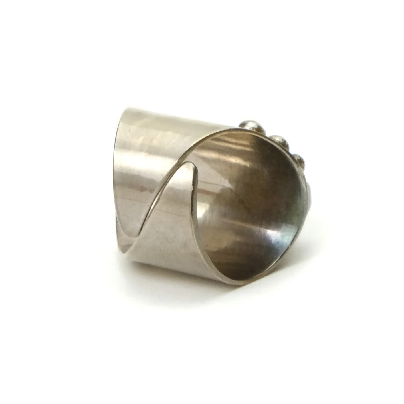 Labradorite Memento Mori Finely Carved Skull Cabochon in Ring Sterling Silver 2 - Image 4