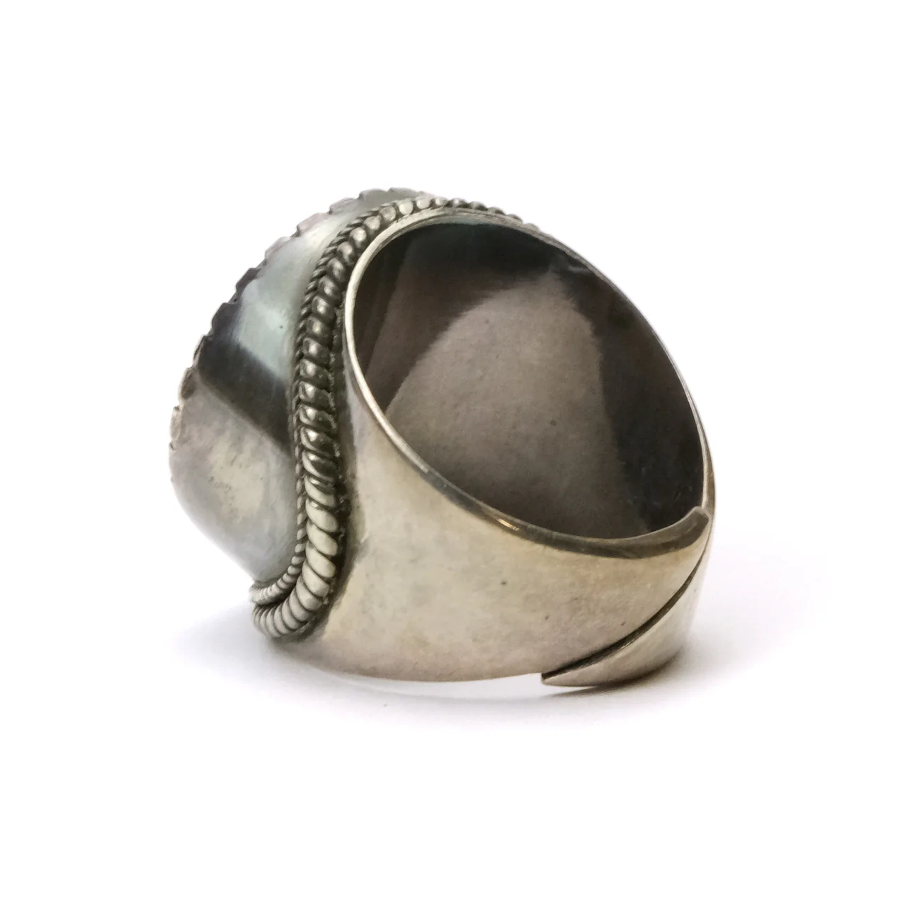 Skull Abalone Shell  Sterling Silver Memento Mori Ring # 100 - Image 2