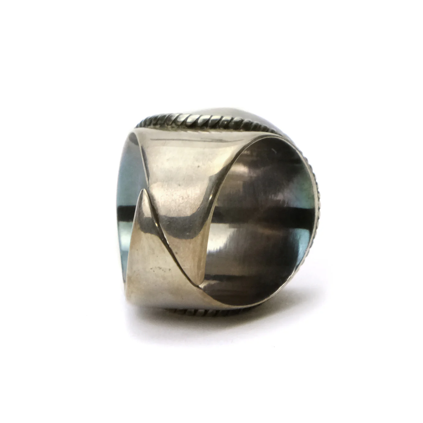 Skull Abalone Shell  Sterling Silver Memento Mori Ring # 100 - Image 3