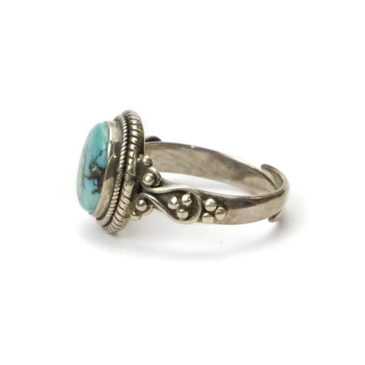 Tibetan Turquoise Sterling Silver Adjustable Ring 1 - Image 2