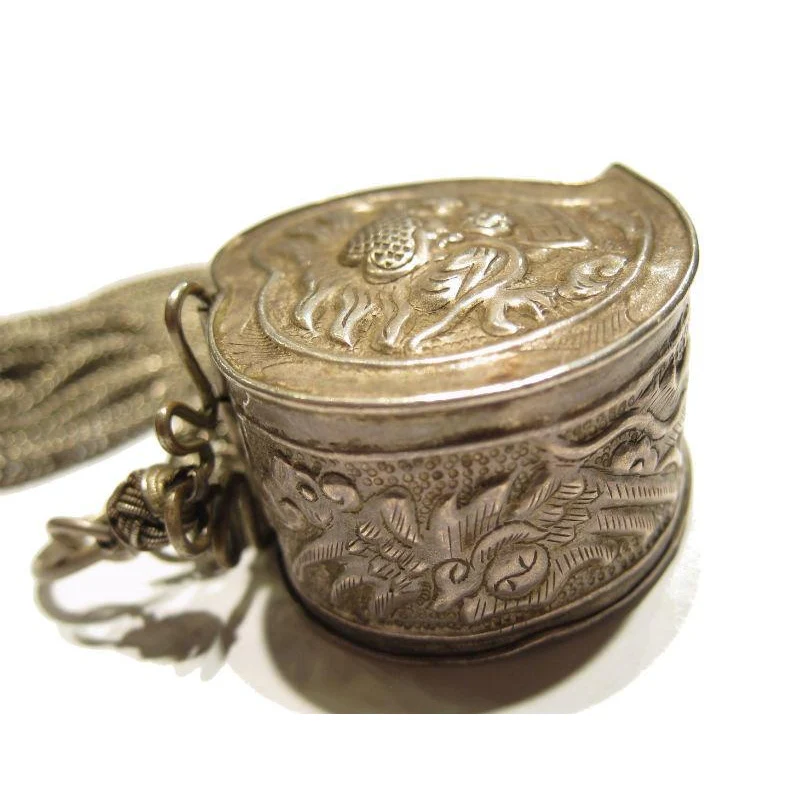 Northern Vietnam Hill Tribe Tobacco Box on Chain Necklace - Image 3