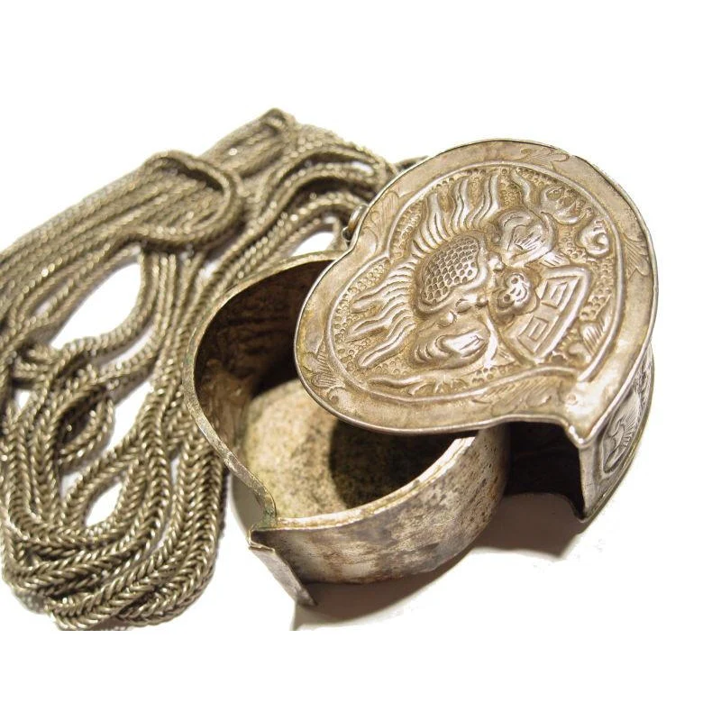Northern Vietnam Hill Tribe Tobacco Box on Chain Necklace - Image 4