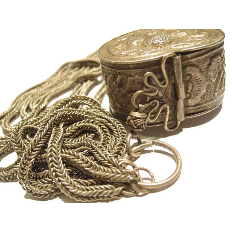 Northern Vietnam Hill Tribe Tobacco Box on Chain Necklace - Image 5