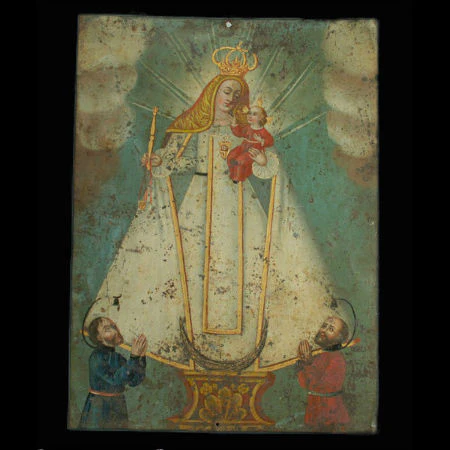 Nuestra Senora de las Mercedes con San Pedro de Nolasco y San Raimundo de Penafort Retablo #123 - Image 2