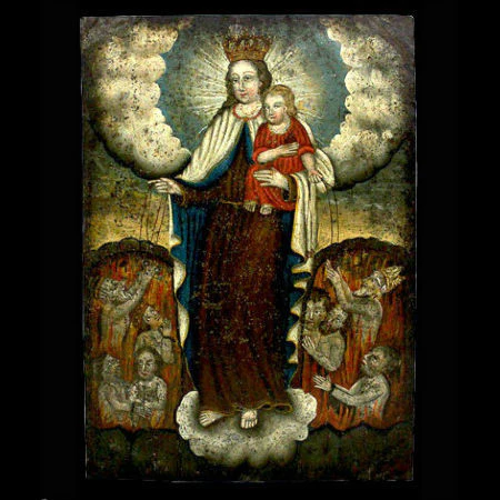 19th Century Mexican Nuestra Señora del Carmen Retablo #101 - Image 2