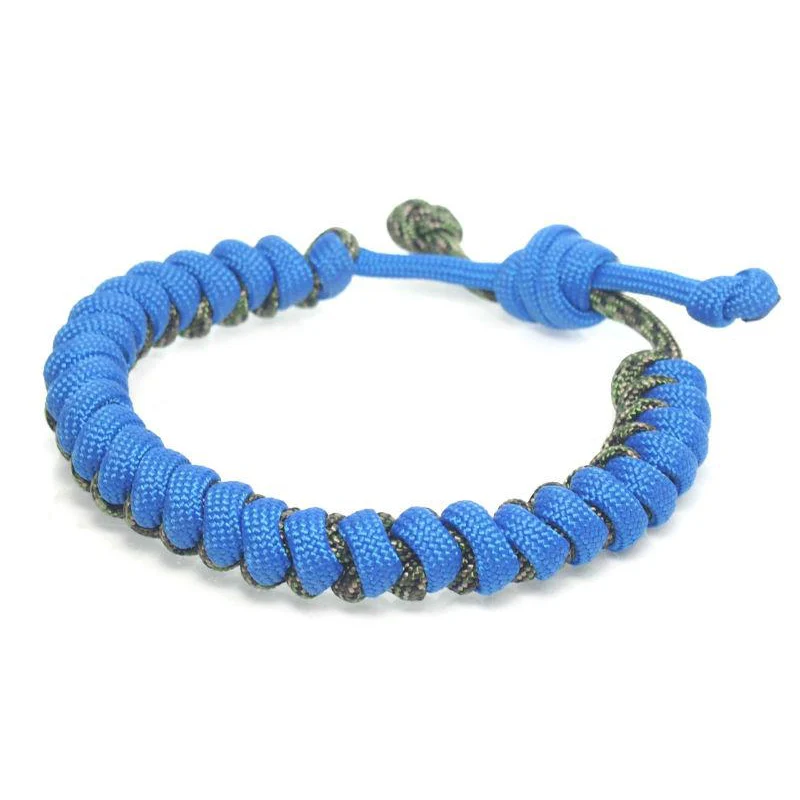 Nylon Parachute Cord Adjustable Bracelet Blue/Green - Image 2