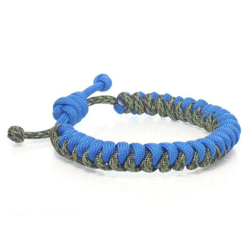Nylon Parachute Cord Adjustable Bracelet Blue/Green - Image 3