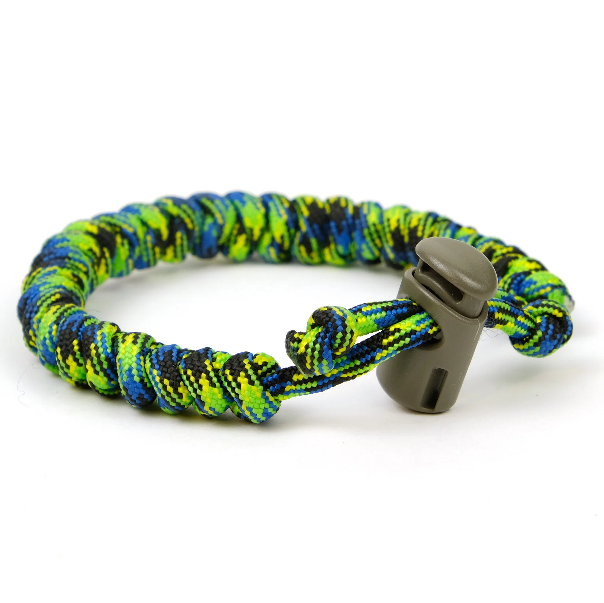 Nylon Parachute Cord Adjustable Bracelet Green/ Navy - Image 3