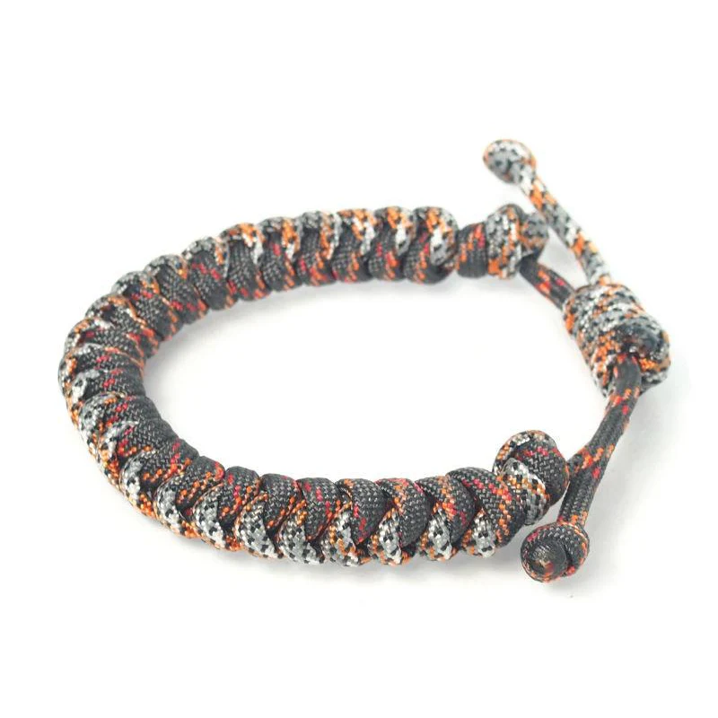 Nylon Parachute Cord Adjustable Bracelet Silver/Grey - Image 3