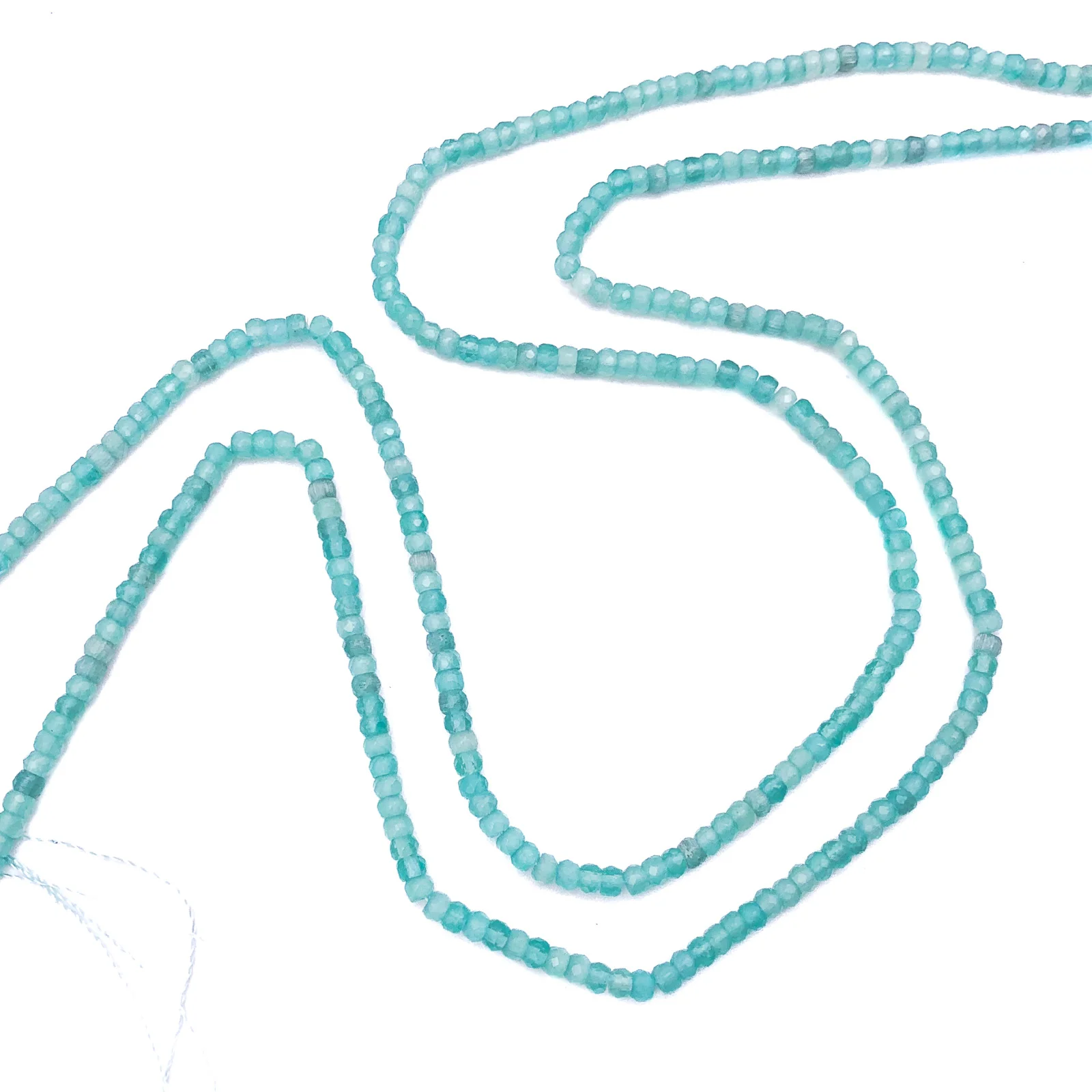 Obsidian Aqua / Green 3mm Faceted Rondelles Bead Strand - Image 3