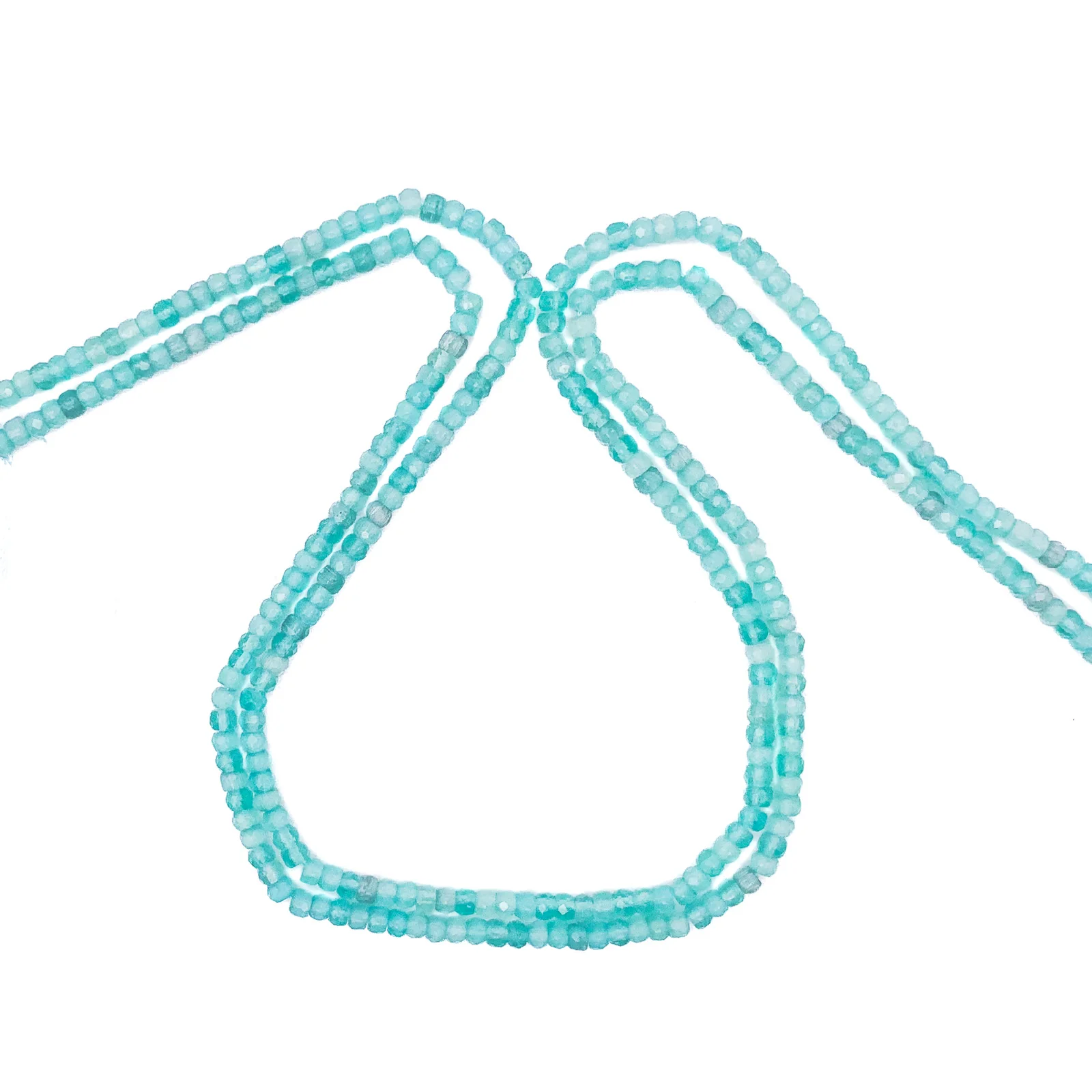 Obsidian Aqua / Green 3mm Faceted Rondelles Bead Strand - Image 4